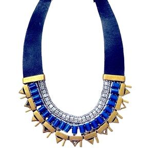 Stella & Dot Natalie 2 in 1 Black leather reversible statement necklace